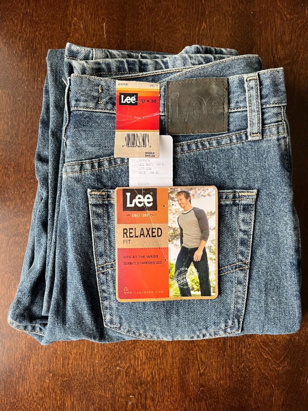 LEE Mens JEANS Relaxed Fit 2055529 Slightly Tapered Leg 32 x 36 NWT